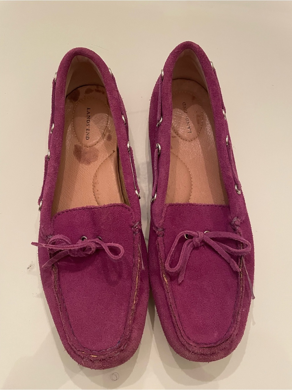 Lands' End Women's Suede Moccasins in Deep Magenta